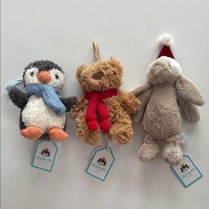 Jellycat Christmas Plush Trio - Penguin, Bear, and Bunny